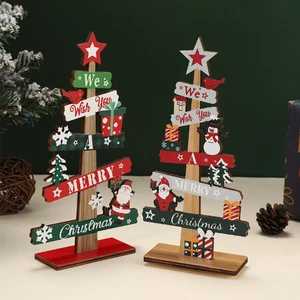 Cross-Border Christmas Tree Wooden Tabletop Ornaments Christmas Decorations Santa Claus Snowman Party Gifts Manufacturer Wholesa