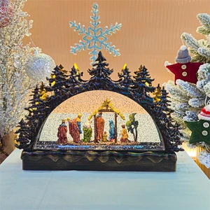 2025 Christmas New Creative Night Light Ornaments Decorations Religious Snow Lantern Christmas Gift