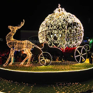 Commercial Grade Outdoor LED Pumpkin Horse Carriage Light Christmas Festive Display Holiday Decoration For City Festival Event