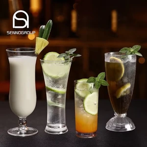Wholesale Plastic Disposable Pina Colada Hurricane Glasses Juice Clear Party Polycarbonate Acrylic Cocktail Glass