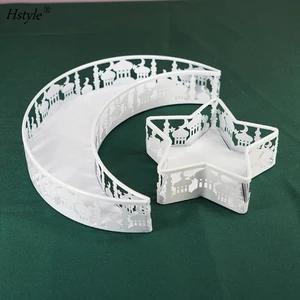 Eid Mubarak Moon Star Tray Ramadan Metal Platters Eid Party Supplies Ramadan Tray Set Party Serving Trays Food Container XJ0001