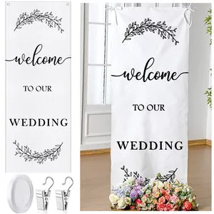Wedding Party Welcome Banner 60x24 Inches, Suitable for Ceremonies, Arches, and Background of Receptions for Custom logo