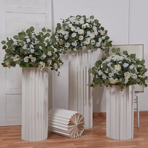 60cm Size New Arrival Geometric Frame Decoration with Artificial Rose Ball for Wedding Table and Showroom Window Display