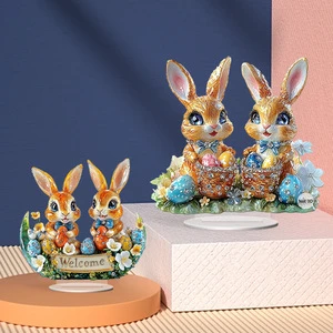 Cross-Border Easter Cartoon Cute Bunny Egg Acrylic Home & Living Room Outdoor Party Holiday Theme Decoration Supplies