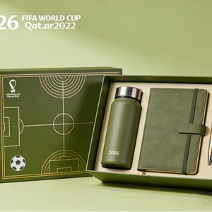 High Quality High-End Custom Logo Embossing Business Gift Rigid Lid And Base Box Set With Matching Gift Bag For Notebook Pen Cup