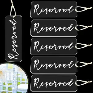 1 Piece Acrylic Reserved Signs for Weddings Church & Restaurant Important Events Chair Tag with Ribbon Place Cards Table Numbers