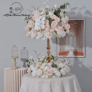New Table Flower Arrangement Wedding Table Decoration With Flower Balls and Utensils Matching Simulation Flower Balls