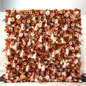 New Design 8ft*8ft Cloth Back Artificial Flower Wall Backdrop for Wedding Decor