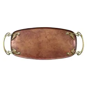 Hotels Home Restaurant Copper Serving Tray with Gold Plated Metal Handle Dinnerware Food Serving Dish Tray Metal Serving Tray