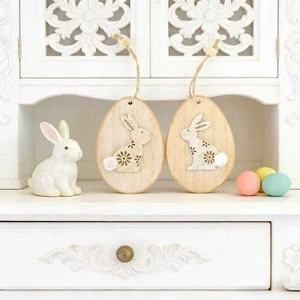 Eco-friendly Wooden Easter Decorations, 3D Wooden Bunny DIY Hanging Ornaments, Easter Party Supplies