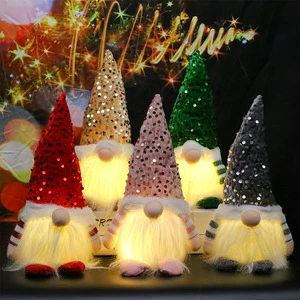 New High-end Lighted Dwarf Doll Rudolph Christmas Ornament Polyester Material Holiday Decoration Gift
