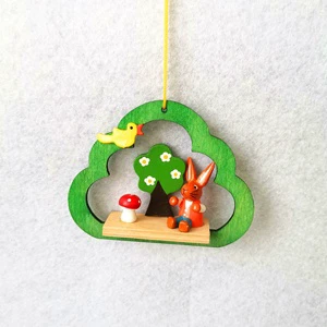 Wood Spring Rabbit Hanging Decoration for Easter