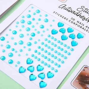 New Colorful DIY 3D Heart Round Gem Pearl Face Sticker for Beauty Embellishment Festival Decal Party Accessories Stage Makeup