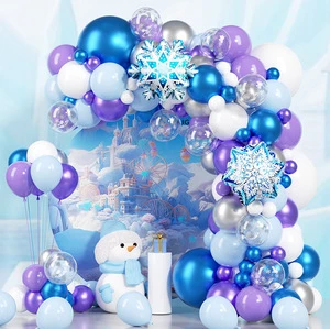 Birthday Party Latex Balloon Set Balloon Garland Birthday Decorations Premium Backdrop Wall Ice Snow Theme Kit for Kids