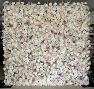 Hot Selling 8-foot Wedding Flower Background pink Artificial Flower Decoration Background Hotel Flower Wall