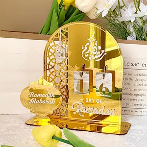 Muslim Islamic Eid Mubarak White Black Gold Silver Countdown Calendar Table Ramadan Accessories 2026 Acrylic Ramadan Decorations