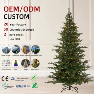 High Quality Eco-Friendly PE+PVC Artificial Slim Christmas Tree LED Lights Includes Stand Personalized Indoor Use EXW Price