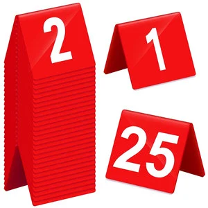 Wholesale Red Acrylic Table Numbers Double Sided Restaurant Wedding Table Top Number Tent Card for Party 1-50/set 1-100/set
