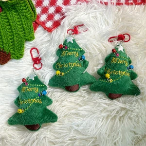 Furry Christmas Tree Pendant Cute Little Bell Christmas Gift Bag Decorative Accessory for School Backpack