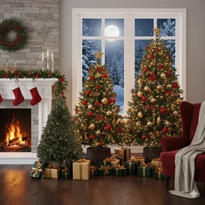 Customizable High Quality Eco-Friendly 5-9ft Artificial Christmas Tree Foldable Metal Stand OEM/ODM Christmas Decoration