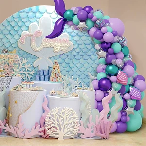 New Purple Round Happy Birthday Party Decoration Kit for Adults Balloon Wedding Baby Shower 12'' 10'' Foil Balloons Garland