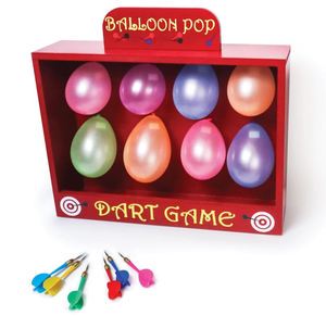 Custom Balloon Dart Carnival Game Wooden Box With 300 Balloons & 6 Colorful Darts & Adhesive Dots for Birthdays Events Parties