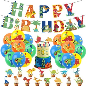 Party High Dinosaur Theme Birthday Halloween Christmas Party Decorations Kit Banners Balloons Cake Toppers Kids Birthday Party