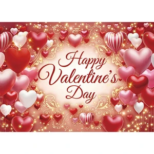 Valentine's Day Photography Backdrop Romantic Heart Background Customizable Love Theme Bridal Shower Engagement Party Banner