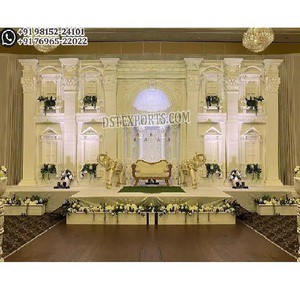Toronto Top Indian Wedding Stage Setup Royal Roman Theme Asian Wedding Stage Inspirational Indoor Wedding Grand Backdrop Stage