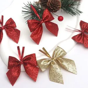 Red Velvet Christmas Ribbon Bow with Wire Edge for Christmas Tree Decoration Holiday Gift Wrapping Wedding Decor