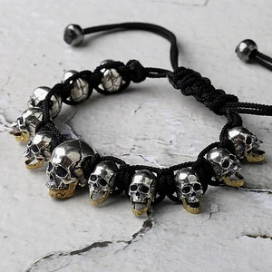BOCAI S925 Silver Jewelry Fashionable Skeleton Woven Wristband for Mmen and Women Mouth Can Opened Adjustable Length