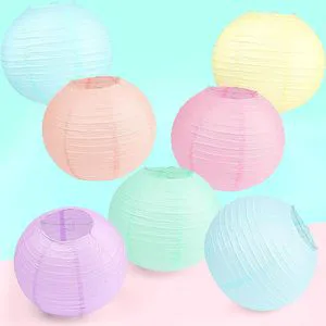 FLYSKY 12-Piece Macaron Colorful Disposable Paper Lantern Set Hanging Ornaments for Adults Birthday Parties Party Decorations