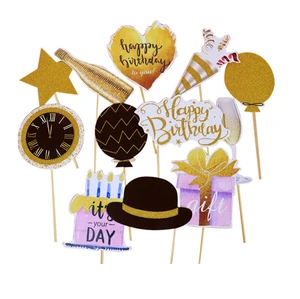 Innovative Party Mask Props 12pcs Creative Funny Wedding Paper Mask with Stick