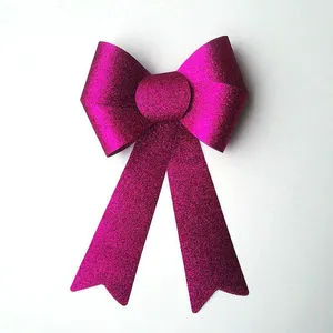 Christmas Festival Holiday Party Tree Wreath Glitter Ribbon Bow for Indoor Outdoor Home Garden Christmas Holiday Decorating