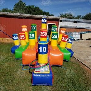New Arrival Interactive Carnival Fun Ring Toss Game for Adult Kids Party Rental Interactive Inflatable Air Ring Toss Game