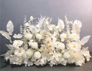 Custom Size Vintage Silk Floral Row Artificial Flowers Wedding Reception Table Centerpiece Arch Decorations for Reception Party