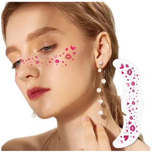 Cute European American Eco-friendly Paper Waterproof Face Tattoo Sticker Temporary Feature Carnival Party Valentine's Day