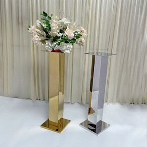 Tall Column Flower Stand Gold Silver Table Centerpiece Wedding Tall Vase Wedding Home Table Centerpiece Decoration