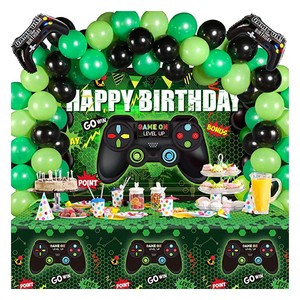 LEMON Video Game Birthday Party Decorations Set Gaming Happy Birthday Supplies Includes Video Game Backdrop Table Covers Balloon