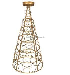 Gold Color Heavy-Duty Metal Christmas Tree Stand Large Tree Base Indoor Outdoor Wrought Iron Decorative Factory Wholesale