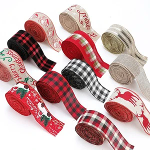 Wholesale Christmas Ribbon Wired Burlap Ribbon Plaid Ribbon for Christmas Thanksgiving DIY Wrapping Wedding Floral Bows Crafts