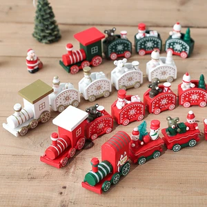 Xmas Ornaments 24CM Wooden Christmas Train Christmas Decorations for Home Xmas Navidad Noel Gifts Christmas Ornament New Year
