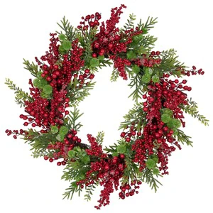 New Christmas Wreath Merry Christmas Front Door Ornament Wall Artificial Pine Garland for Party Decor