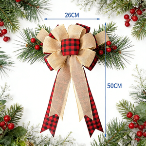 Customization Eco-Friendly Red Velvet Christmas Ribbon Bow Flower Shape for Christmas and Holiday Decoration