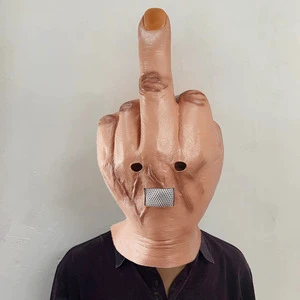 Disdain Middle Finger Latex Halloween Spoof Mask Bar DJ Dress Up Headgear Shake Tone Shooting Trick Props