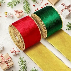 Christmas Ribbon Printing Christmas Red and Green Ribbon Suitable for Handmade Design Christmas Decoration Diy Gift Packaging
