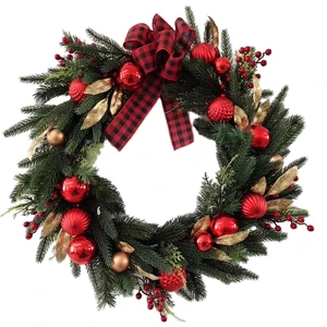 Artificial Handmade Christmas Wreaths Christmas Decoration Custom Size PVC Wreath Door Decoration