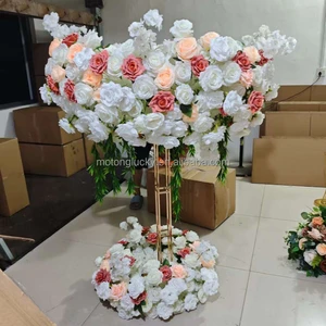 OEM/ODM Wedding Table Centerpieces Decor Flower Ball Flower Garland White Red Coral Flower Arrangement Centerpieces