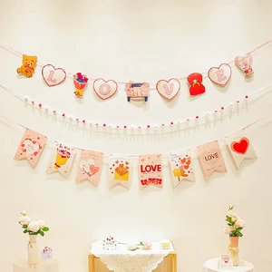 Hanging Banners & Flags for Weddings & Valentine's Day On-Site Decoration Fabric Prints
