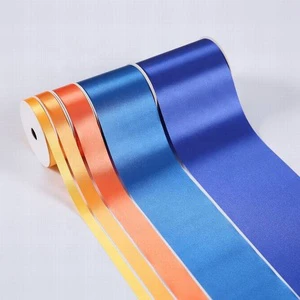 Wholesale Cheap Cut Edge/Embossed Edge Wide Custom Satin Single Double Face Ribbon With Custom Width From 1-150cm